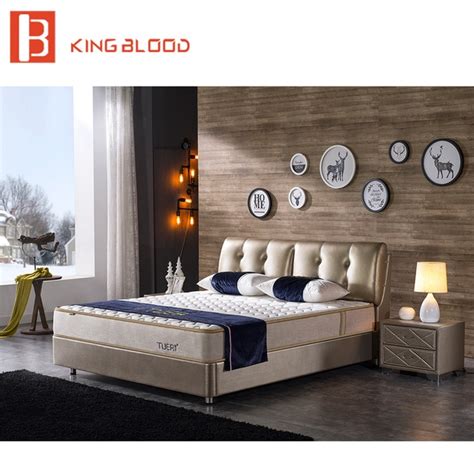 indian modern genuine leather solid wood double bed