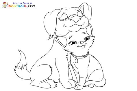 cat  dog  coloring pages