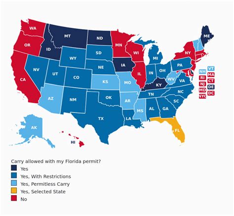 florida concealed carry reciprocity map printable maps