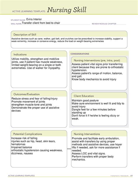 transfer alt nursing skill form active learning templates therapeutic