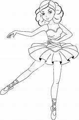 Ballerina Barbie Coloring Pages Ballet Princess Colouring Disney Dance sketch template