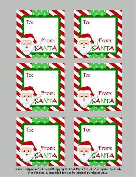 santa gift tags printable instant  etsy