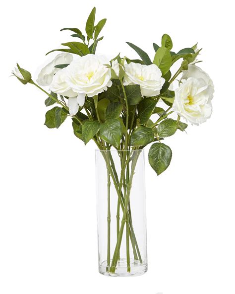 Dunnes Stores White Roses In Tall Glass Vase
