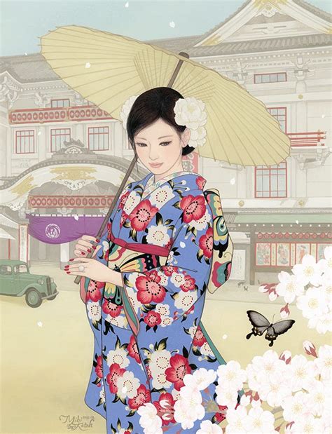 Lukisan Wanita Berkimono Karya Seniman Wanita Jepang By Canvashiro