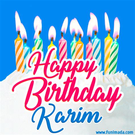 happy birthday gif  karim  birthday cake  lit candles