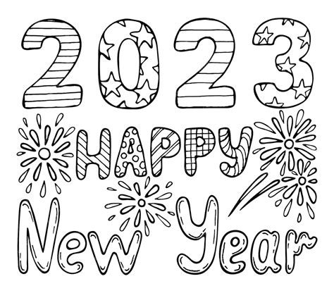 premium vector coloring book happy  year  hand drawn  art