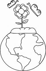 Earth Nature Clip Clipart Outline Globe Mycutegraphics Graphics Library Cliparts Flower sketch template