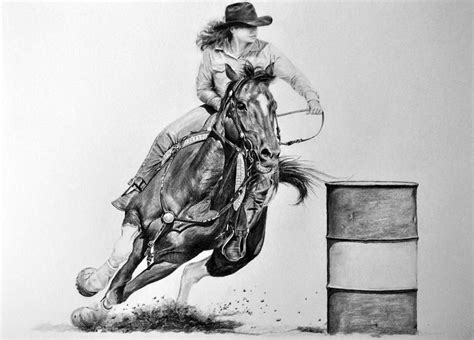 barrel racer drawing  barrel racer  james foster horse