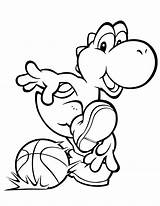 Coloring Basketball Pages Adults Yoshi Playing Printable Popular sketch template
