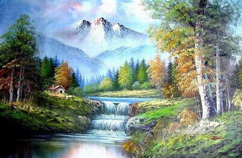 Cheap Vivid Freehand 10 Style Of Bob Ross Painting In Oil