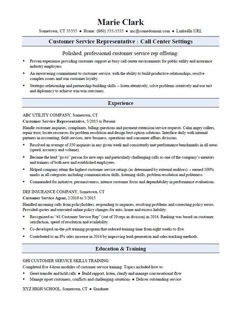customer service representative resume sample monstercom