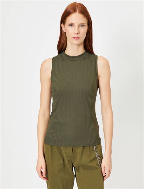 crew neck tank top khaki sweetypretty