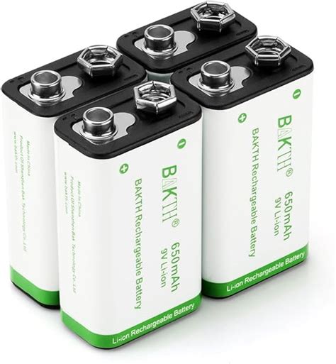 bakth 9v advanced li ion battery 9 volt 650mah high