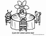 Tea Party Coloring Pages Boston Printable Worm Print Getcolorings sketch template
