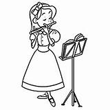 Flute Coloring Pages Music Colouring Drawing Clipart Printable Instruments Instrument Color Mandolin Playing Flutes Musical Girl Top Print Cartoon Online sketch template