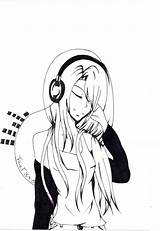 Anime Girl Headphones Headphone Drawing Drawings Getdrawings Clipartmag sketch template