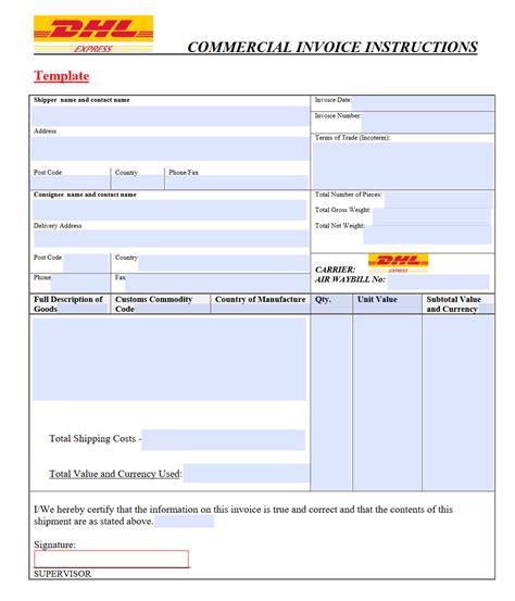 dhl commercial invoice forms docs