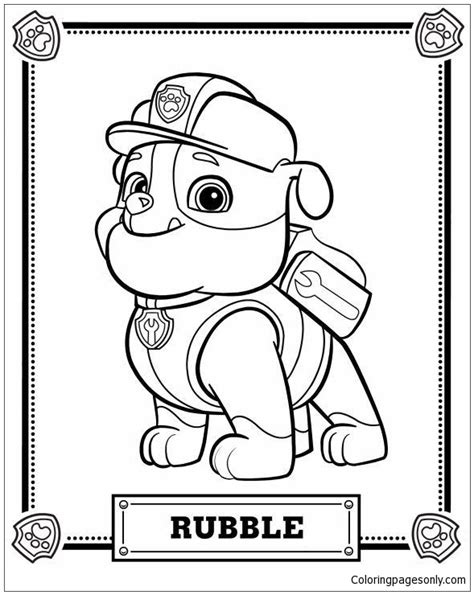 paw patrol rubble printable coloring pages cartoons coloring pages