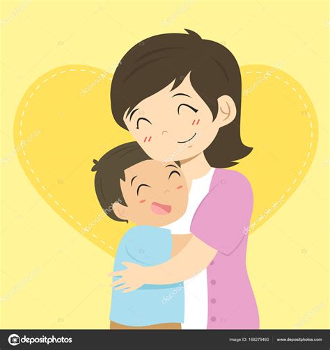 mother and son hugging cartoon vector stock vector