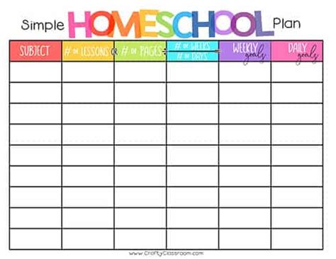 printable homeschool lesson planner  printable templates