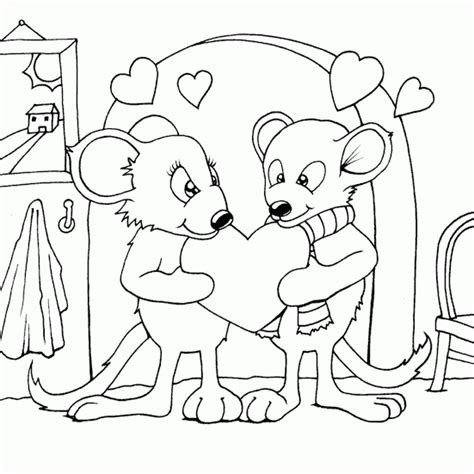 mice sharing valentine coloring page coloringcom