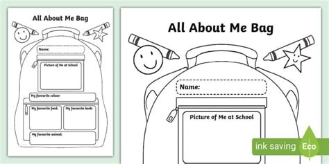 all about me bag worksheet primary resources twinkl