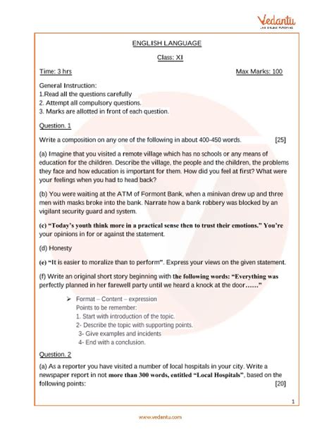 isc class  english language sample papers solved  papers