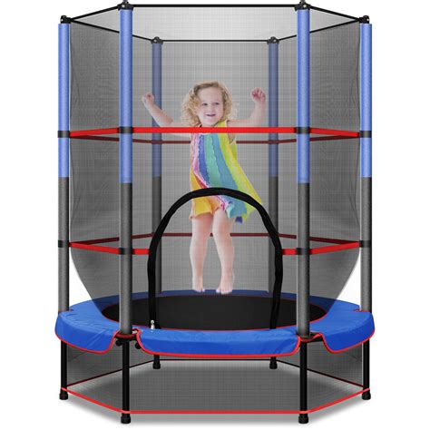 toddlers trampoline  enclosure thickened jumping pad safety net  kids indoor