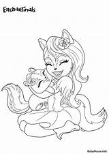 Enchantimals Coloring Fox Flick Felicity Hugs Choose Board sketch template