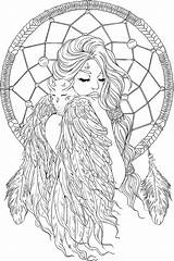 Coloring Adult Dreamcatcher Lined Neo sketch template