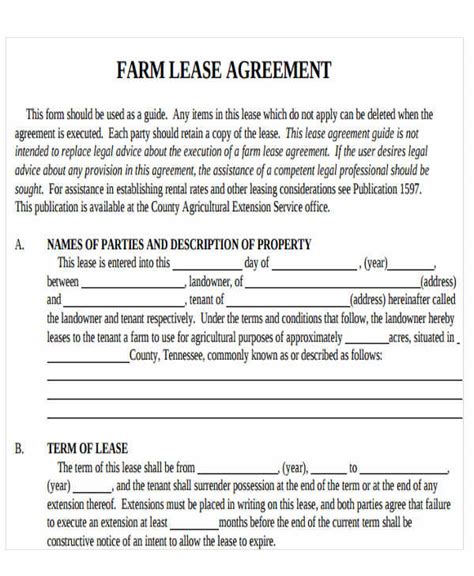 printable farm land lease agreement printable world holiday