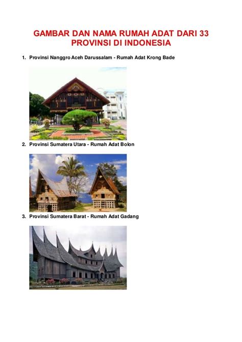 34 provinsi gambar rumah rumah adat di indonesia gambar