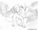 Winged Wolve sketch template