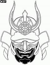 Samurai Mask Coloring Japanese Pages Warrior Tattoo Helmet Printable Hannya Visit Drawing Flash Template sketch template