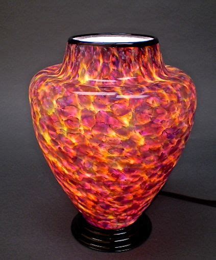 Purple And Pink Table Lamp By Curt Brock Art Glass Table Lamp