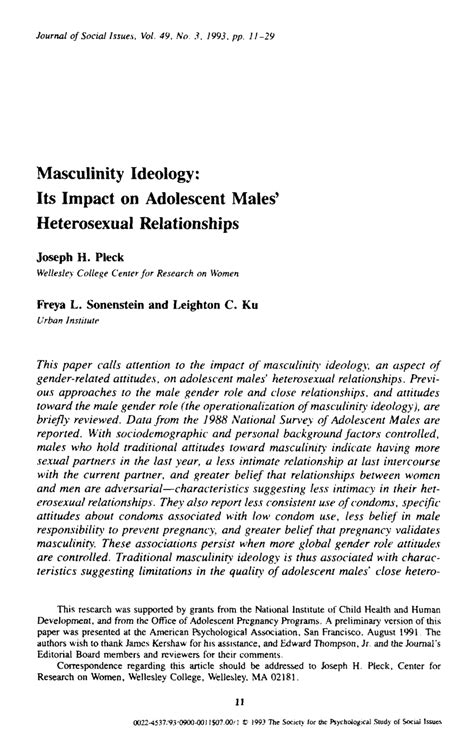 pdf masculinity ideology its impact on adolescent males