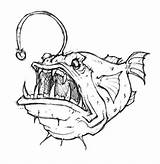 Fish Coloring Angler Anglerfish Drawing Angry Pages Color Sketch Colouring Drawings Fishing Printable Realistic Pike Northern Print Monster Ocean Creatures sketch template