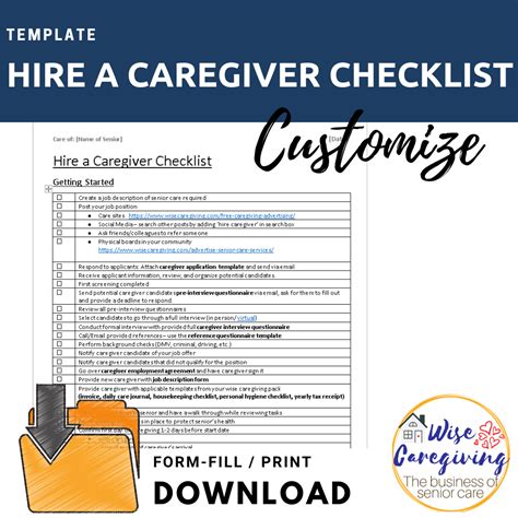 printable caregiver daily checklist template printable templates