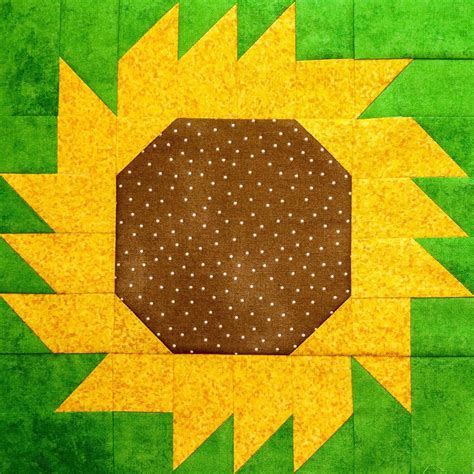 sunflower quilt block pattern digital  sandystar designs