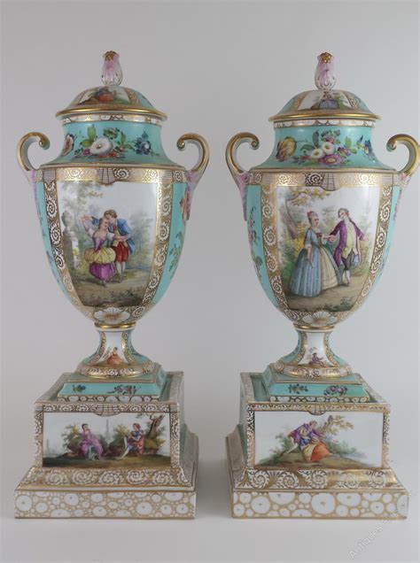 antiques atlas pair  century vienna vases  stand