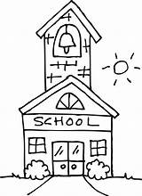 School Coloring Clipart House Outline Schoolhouse Clip Cute Drawing Transparent Cliparts Building Background Education Kids Old Collection Quilt Pages Cartoon sketch template