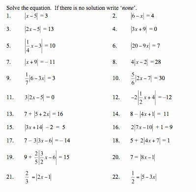 absolute  equations worksheets  answer key vegan divas nyc