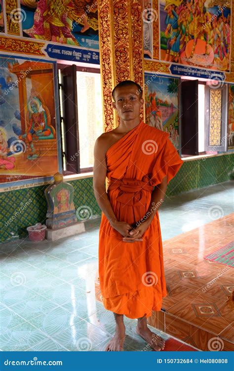 buddhist monk  temple  monastery  cambodia editorial stock image