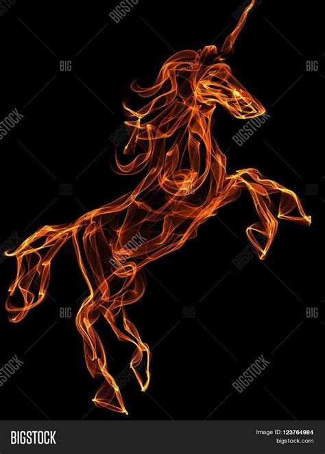flaming unicorn fire image photo  trial bigstock