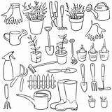 Doodle Garden Vector Set Dirty Pot Gardening Illustrations Doodles Clip Isolated Drawn Elements Hand sketch template