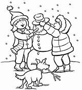 Coloring Pages Winter Building Snowman Printable Color Print Kids Adults sketch template