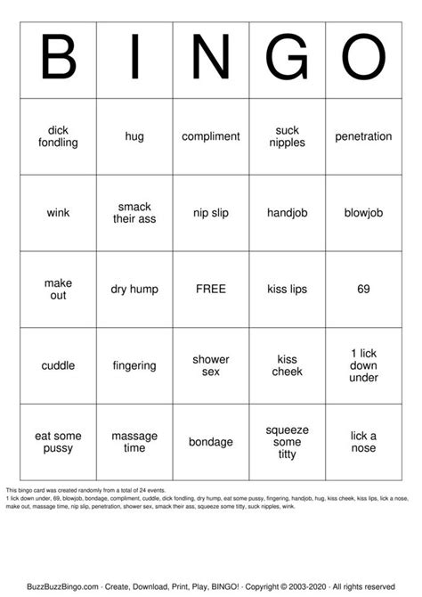 sex bingo cards to download print and customize