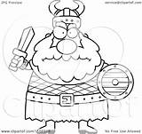 Viking Sword Cartoon Holding Mad Man Coloring Clipart Shield Chubby Thoman Cory Outlined Vector 2021 sketch template