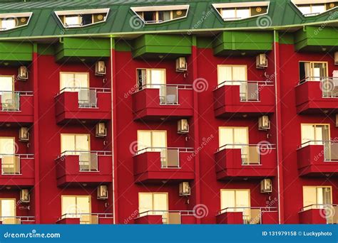 modern red hotel stock photo image  construction