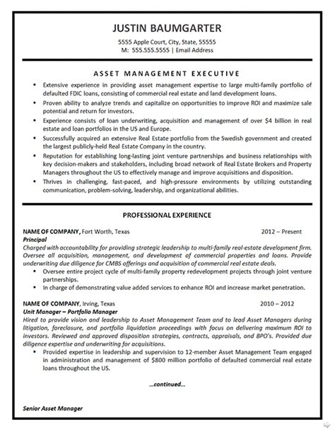 asset management resume